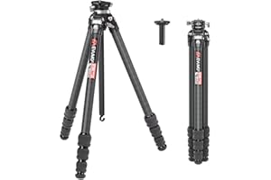EVUMO Treppiede Fotocamera, Treppiede da Viaggio con Testa Panoramica a 360° e Arca Swiss, Treppiede Carbonio con Colonna Centrale Staccabile, Treppiede Video Capacità di Carico di 18 kg