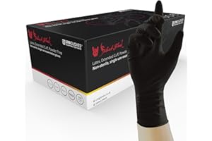 Unigloves Select Black Latex Extended Cuff GT0012 Single Use - Multipurpose, Powder Free Disposable Gloves, Optimised for Tattoo Artists, Box of 100 Gloves, Black, Small