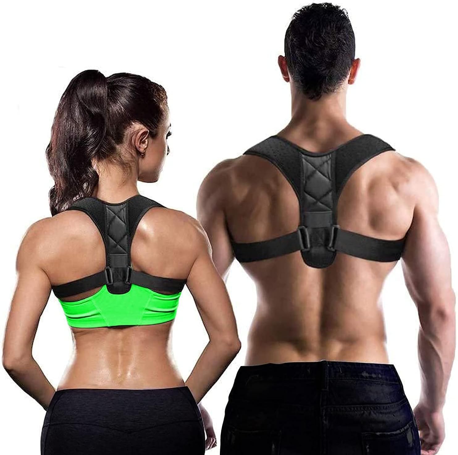 HADSOMUN Correcteur de posture pour femmes et hommes, soutien dorsal supérieur réglable pour dos de posture - Soutien et soulagement de la douleur du cou