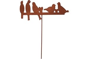 UNUS Decorazione da giardino ruggine cinque uccelli