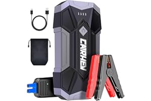 CARHEV Starthilfe Powerbank für Pkw, 4500A Starter Powerbank (Bis Zu 8,0L Benzin Oder 8,0L Diesel), 12V Booster Auto Starthilfe mit LED, Jump Starter mit Starthilfekabel und 2 USB Ausgänge