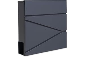 Assorted Collections Buzón de Pared con Soporte para periódicos, buzón de Correo con Cerradura y 2 Llaves, diseño Moderno, fácil de Instalar 37x10.5x37 cm (Gris)