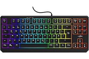 ‎URAGE uRage Gaming-Keyboard Exodus 200 TKL, reaktionsschnelle Tastatur mit Anti-Ghosting, RGB-Beleuchtung, Tenkeyless-Format, QWERTZ-Layout, in schwarz