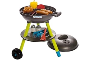 Ecoiffier – Kugelgrill für Kinder – 16-teiliger Spielzeug-Grill, mit Bratwurst, Brathähnchen und Grillzubehör, für Kinder ab 18 Monaten