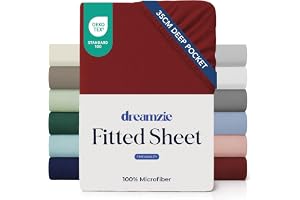 Dreamzie Lakan 180x200 Keps 35 cm för tjock madrass - 100% mikrofiber - Burgundy, Certifierad utan kemiska produkter (Oeko TE