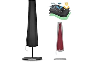 Funshot Schutzhülle für Sonnenschirme ,Abdeckhauben für 2 bis 3 M Große Sonnenschirm Abdeckung Wetterfeste UV-Anti Winddicht für Gartenschirm Terrassenschirm, Schwarz,170 x 25 x 35 cm