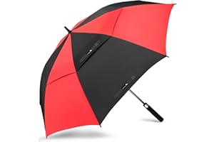 ZOMAKE Ombrello da Golf Grande 157cm - Automatico Ombrelli Pioggia Grandi Resistente Antivento Con Doppio Baldacchino - Extra Large Umbrella Per Uomo Donna(Nero Rosso)