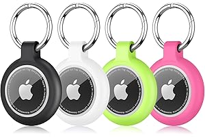 WANME Portachiavi AirTag, Porta Airtag Secure Holder, Custodia Apple AirTags in Silicone, Resistente ai Graffi e Impermeabile, 4Pezzi Cover per Air-tag con Copertura Frontale Trasparente