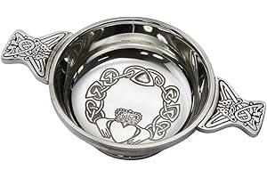 Wentworth Pewter - Large Claddagh Pewter Quaich Whisky Tasting Bowl Loving Cup Burns Night