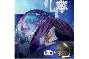 FLAYOR Dream Tents - Tente de Lit Enfants Tente de Rêve Pliable Pop Up Lit Tente Playhouse de Tente Enfant Jouer Tentes Cadeaux de Noël (Neige)