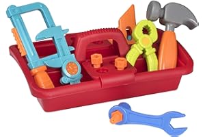PLAYKIDZ Playkidiz Kids Tool Set - 23 Piece Tool Box Set: Great Construction Toy Tools for Kids, Assortment of Different, Nails, Screws & a Storage Caddy