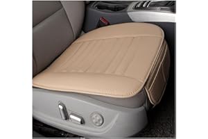 Adunsiaoto Breathable Bamboo Charcoal Leather Car Seats Cover, Car Seat Cushion Driver Leather Pad Front Anti-Slip, Car Seat Cover Protector for Front Seat Bottom, for Cars Seats(Beige)