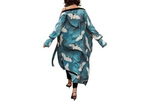 YOUKD Kaftan Lungo Estivo da Donna Maxi Abito Bohémien Accappatoio da Spiaggia Kimono Spazioso Taglia Unica