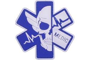 Cobra Tactical Solutions Medical Cross Skull Blu Bianco EMS EMC PVC Patch con chiusura in velcro per softairsoft Paintball
