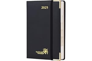 EU POPRUN Kalendarz 2025 Dzienny 21,5 x 14,5 cm z Twardą Okładką, 1 Dzień 1 Strona od Poniedziałku do Niedzieli z Zakładkami Miesięcznymi, Czarny