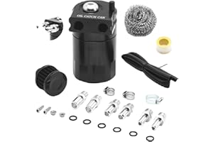 BANGMINDA Decanter Vapori Olio per Auto 300ml Serbatoio di Raccolta dell'olio in Alluminio Universale Contenitore per Olio Motore con Filtro dell'Aria Serbatoio del Carburante Veicoli (Nero)