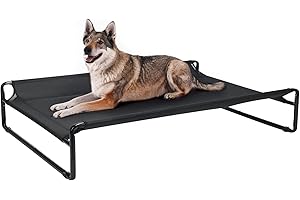 veehoo Original Cooling Elevated Dog Bed, Outdoor Raised Dog Cots Bed for Large Dogs, Portable Standing Pet Bed with Washable Breathable Mesh, No-Slip Feet for Indoor Outdoor, X-Large, Black, CWC2201