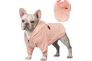 meioro Cappuccio con cerniera per cani Maglione per animali domestici Abbigliamento per animali domestici carino Inverno caldo con cappuccio Cucciolo Bulldog francese Pug (3XL, Rosa)