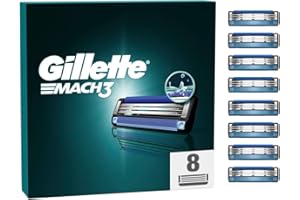 Gillette Mach3 Recharges De Lames De Rasoir Pour Homme, À 3 Lames, 8 Recharges, Plus Résistantes Que L’Acier