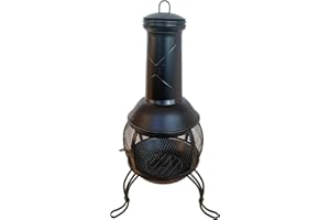 TAINO Cheminée de terrasse avec pare-étincelles - En acier - Noir