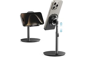 Stojak na telefon komórkowy, uchwyt na tablet, SAIJI regulowany wysokość aluminiowy uchwyt stojaka, kompatybilny z iPhone, Samsung telefon komórkowy, tablet, iPad, Nintendo Switch, Kindle, ekran do 25 cm (czarny)