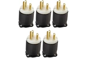 OCS PARTS OCSParts 6-15P Grounding Plug, 15A 250V AC, 2 Pole 3 Wire, cUL Listed, NEMA 6-15 (Pack of 5)