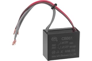 sourcing map Condensador de Ventilador de Techo CBB61 1,5/3uF 250V AC 4 Hilos, Condensador de Película Polipropileno Metalizado 38x31x22mm para Generador Motor Bomba Ventilador Eléctrico