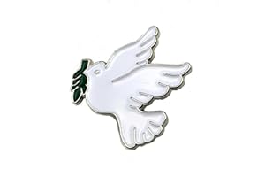 SNS COMPONENTS Biała gołębica pokój oferująca gałąź metalowa emaliowana przypinka odznaka, Metal