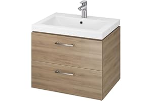 VBChome Mobile sottolavabo 50 cm, lavabo con base e 2 cassetti, in noce