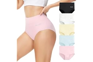 Momoshe Culotte Femme Coton Taille Haute Lot de 5 Elasticité Ventre Plat Post Accouchement Gainante Slip Shorts Shorty pour Femmes Sport Extensibles Doux Décontracté Boxer sous-Vêtements