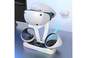 Towwoo PS5 VR2 Ladestation, Tragbare PSVR2 Controller Ladegerät mit Anzeigen und 3 Magnetischer Schnittstelle und VR Headset Halterung, Kompatibel mit PS VR2-Zubehör
