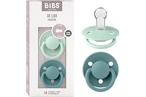 BIBS De Lux Ciuccio con Tettarella in Silicone – Confezione da 2 pezzi, Privo di BPA, Misura unica (0-36 mesi), Nordic Mint/Island Sea