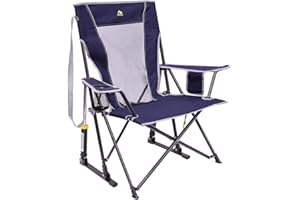 GCI Outdoor Comfort Pro Rocker Campingstuhl | Tragbarer klappbarer Schaukelstuhl mit robusten Armlehnen & Getränkehalter – Königsblau