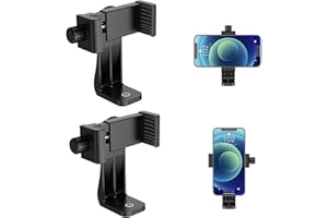 KASLAIDER 2 x Soporte Adaptador para Teléfono Móvil con Abrazadera Ajustable, Soporte de Trípode Vertical y Horizontal para Smartphone Celular Universal Montaje Clip para Palo Selfie Stick Monópode