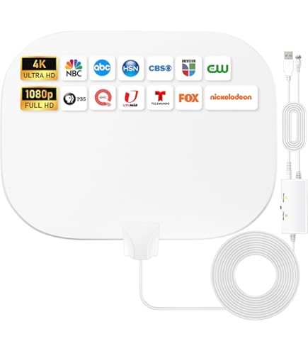 Antenna TV Digitale Interna 50 Miglia - Amplificata Per HDTV 4K, Cavo 3.7m, Design Ultrasottile - Foto 11