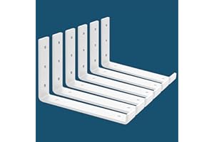 MLOQI 6 soportes para estantes, soporte de estante de carga pesada, soporte de metal, ángulo de carga pesada, soporte de pared angular, 0,5 cm de grosor, capacidad de carga de 50 kg (blanco 30 cm)