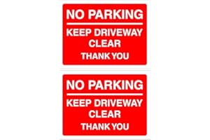 ASTON SAFETY SIGNS Set of 2 No Parking Keep Driveway Clear Thank You Signs. 200mm x 150mm Self Adhesive Stickers. Ideal for Homes and Businesses. Easy to Apply