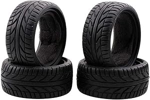 KEEDA 4 Stück Gummireifen mit Schaumstoffeinlagen Reifen für 1/10 HSP Tamiya HPI Kyosho RC On Road Runflating Touring Auto (E, 62mm)