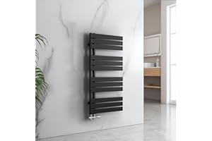 EMKE Badheizkörper Handtuchhalter 1041x500 mm, Handtuchheizkörper Seitenanschlusss Flach Handtuchwärmer Handtuchtrockner Heizkörper Bad Handtuchheizung Schwarz 529W