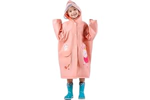 amo nenes Chubasquero Ligero Niños Niñas, Impermeable EVA Poncho de Lluvia Reutilizable con Funda para Mochila de Dibujos Animados, Deportivo, Unisex, 1-12 Años, S M L XL
