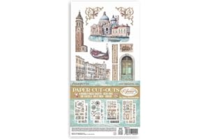 Stamperia - Paper Cut Outs for Scrapbooking, Albums, Card Making, Bullet Journalling and More, Acid Free, Double Sided, 4 Sheets, Perfect for Hobbies, Crafts, and Gifting (Venice, City of Art)