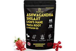 DIRECTPURITY NeuroBoost™ 5 in 1 Wellness Gummies – Ashwagandha, Shilajit, Lion’s Mane, Maca Root & Vitamin D3 – 60 Count – Stress, Focus, Energy & Immune Support, High Strength Gummies
