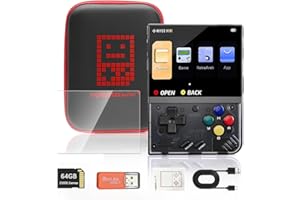 S_WAY Miyoo Mini Plus - Consola de juegos portátil con tarjeta TF de 64G, 25000 + juegos, 3,5 pulgadas IPS, soporte WiFi, consola de juegos con sistema de código abierto, con bolsa de almacenamiento (Negro)