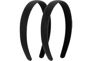 JIYIN 2 Stück Satin Haarreifen, 2cm Breit Hartes Kopfband Schwarz Haarband Rutschfest Haarbänder Make Up Haarreif für Sport Fitness Tägliches für Damen Und Mädchen