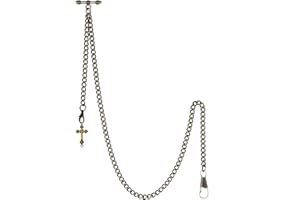 TREEWETO Montre de poche Albert pour homme avec 2 crochets avec pendentif croix antique
