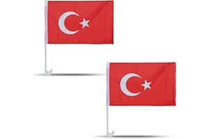 ‎SONIA ORIGINELLI 2er SET "Auto Flagge" Fahne WM Länder Fußball Fan Farbe: Türkei