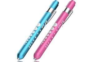 RISEMART Pupillenleuchte, Diagnostikleuchte Krankenschwester Rettungsdienst Zubehör mit Pupillenmessgerät und Lineal (Rosarot und Blau)