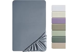 ‎SOULFUL SOULFUL Satin Spannbettlaken 180x200cm Baumwolle, 100% Langstapelige Baumwolle Kühlend Bettlaken Spannbettlaken bis 25cm Matratzenhöhe für Allergiker Geeignet, Oeko-Tex Zertifiziert-AshleyBlau