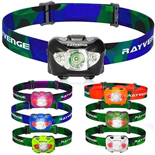 Rayvenge T3A Compact Headlamp with Red LED - Lightweight headlamp Flashlight for Running, Hiking, Camping - Best Headlamps with 3 AAA Batteries, 170-Lumen, Waterproof, Long Battery Life (Black)