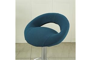 Mswborml Swivel Bar Stool Chair Covers with Hollow Backrest 4/2PCS, Anti-Slip Kitchen Bar Stool Chair Seat Covers Curved Lower Back, Round Bar Stools for Kitchen Island Seat Covers Washable,E,1PC